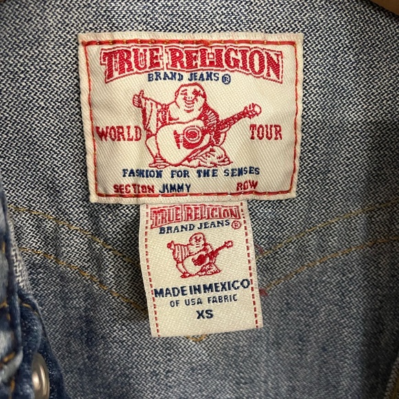True Religion Denim Jean Jimmy Jacket Medium Wash Children’s XS Button Closure - Picture 4 of 6